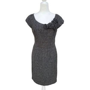 Muse Black & White Tweed Cap Sleeve Boat Neck Sheath Dress